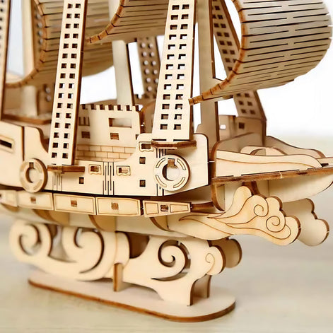 DIY Wooden Ocean Sailboat Model – 3D Puzzle Gift Toy for Kids & Adults by Wave & Hang