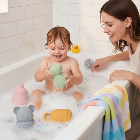 Mold-Free Baby Bath Toys - Fun & Safe Ocean Animals by Wave & Hang