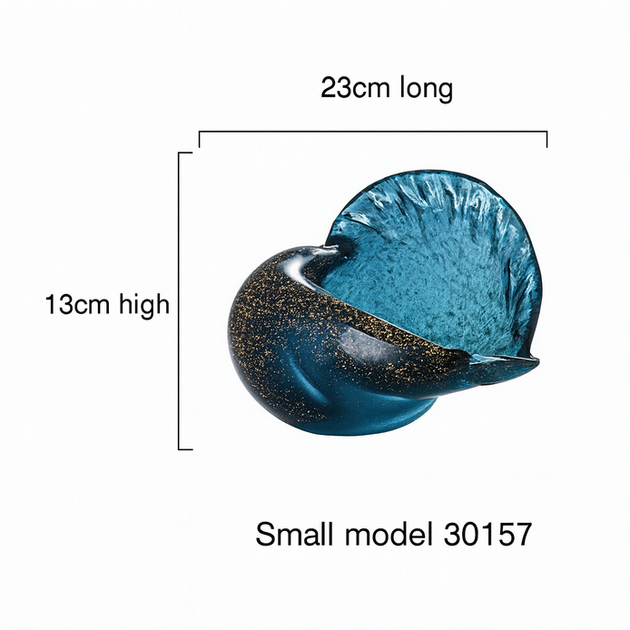 Hand-Blown Glass Conch 🐚 Luxury Ocean Blue Decorative Accent – Coastal Home Elegance by Wave & Hang