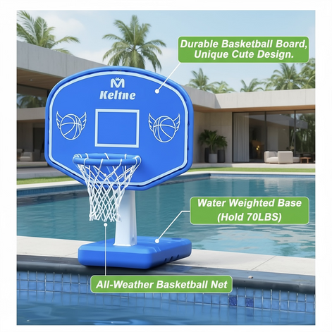 Lxheir Adjustable Pool Basketball Hoop Set With 2 Balls Pump And Sturdy Base For Family Fun by Wave & Hang