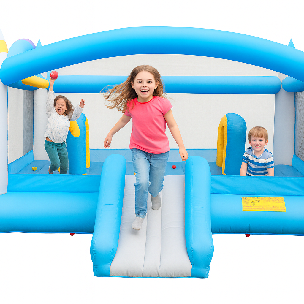 Multifunctional Jump ’n Slide Kids Inflatable Bouncer – Large 198” x 180” Playhouse with Slide & Blower | Outdoor Bounce Castle for Children