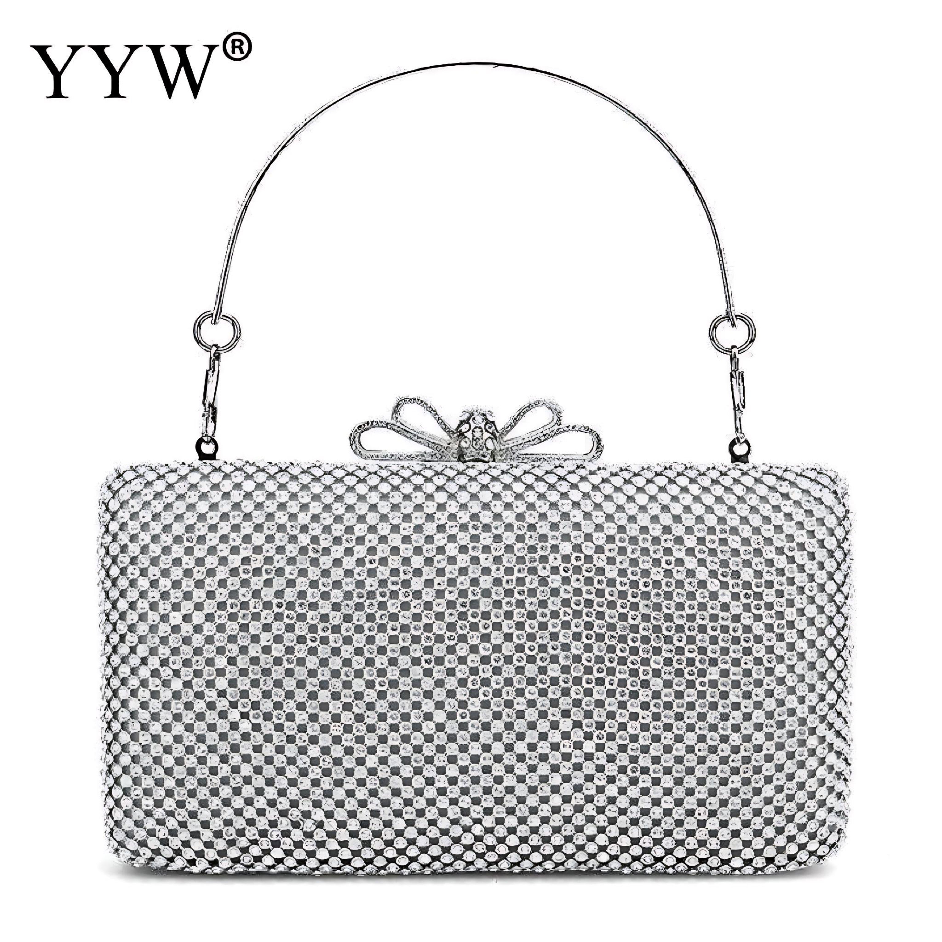 Silver Glitter Evening Clutch - Glamorous Handbag for Women by Wave & Hang