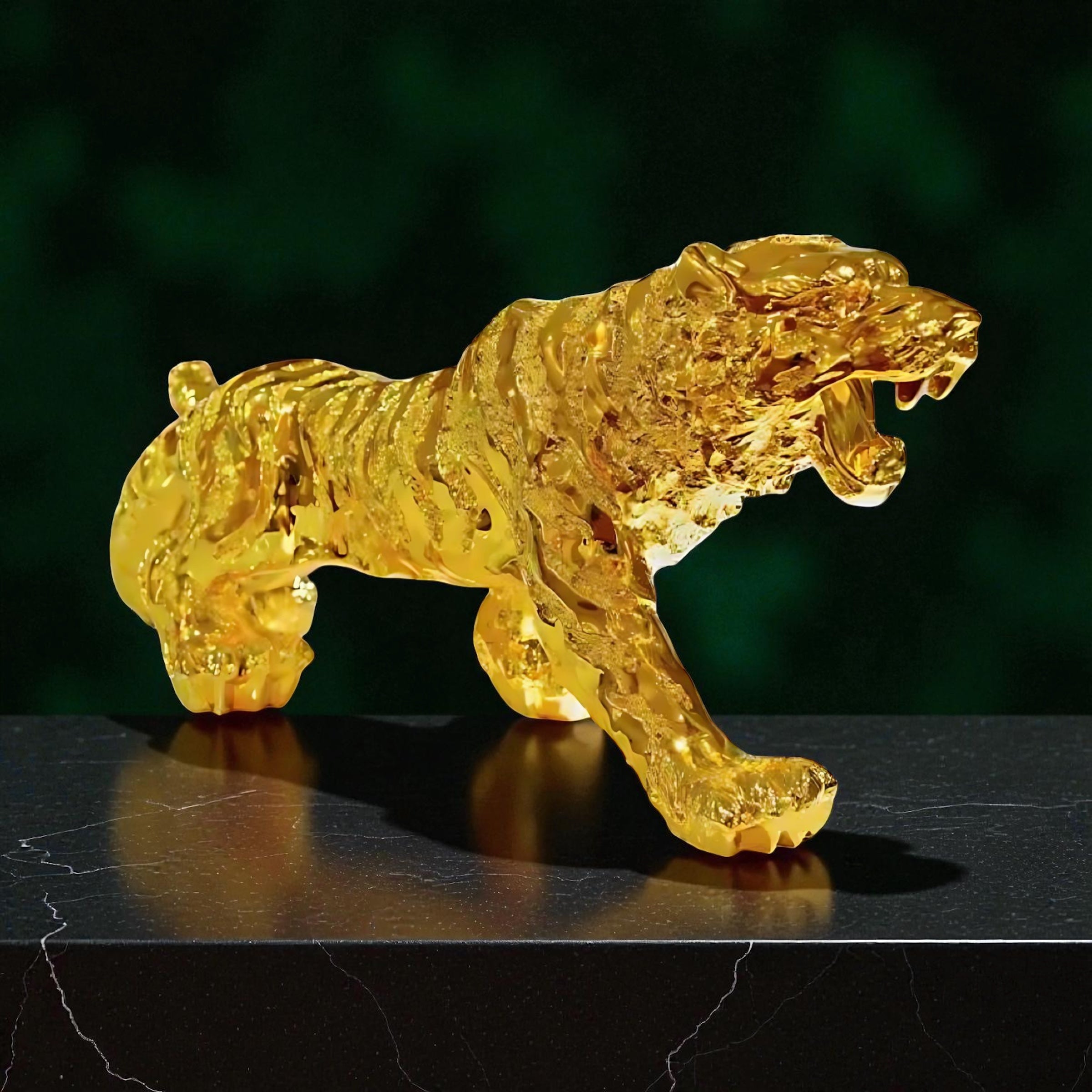 Luxury Resin Tiger Figurine | Strength & Wealth Symbol by Wave & Hang