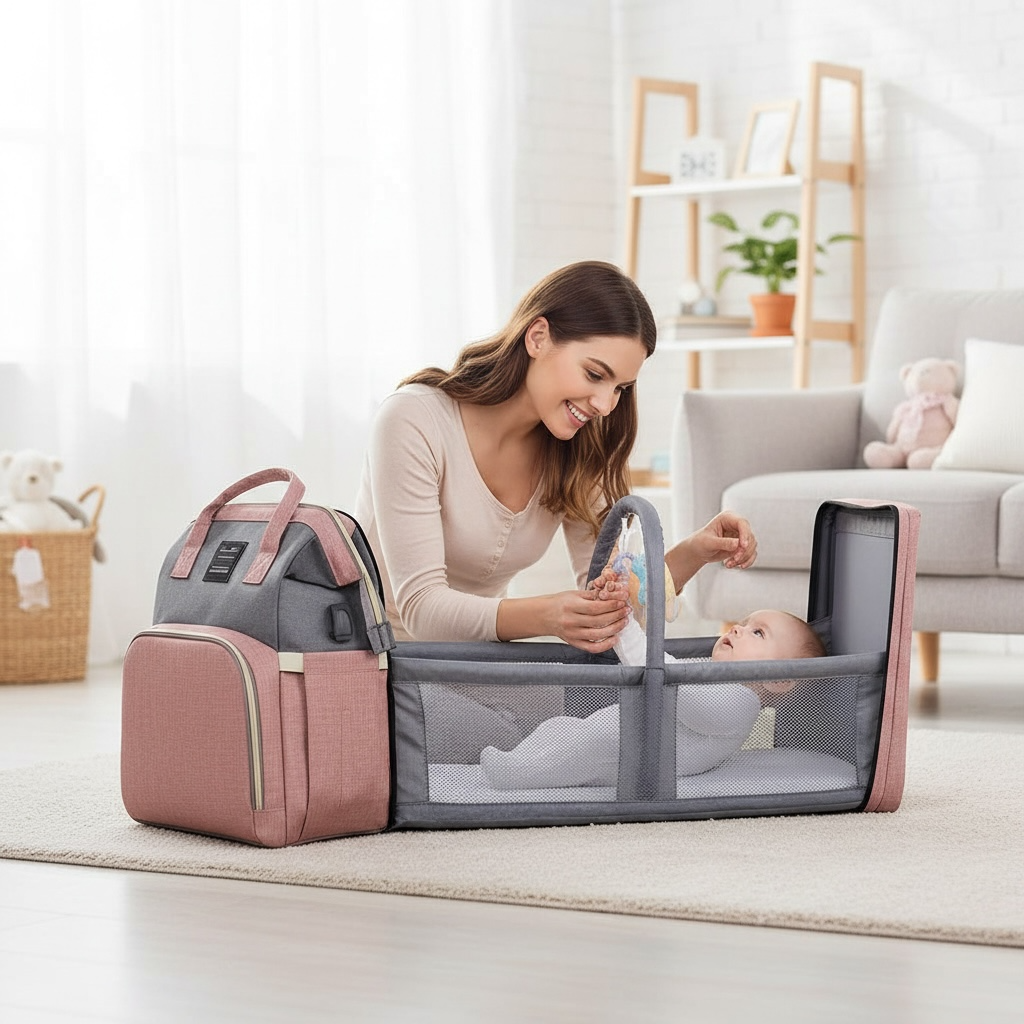 Durable Mommy Travel Backpack – Stylish, Large-Capacity Diaper Bag with Ergonomic Design for Moms by Wave & Hang