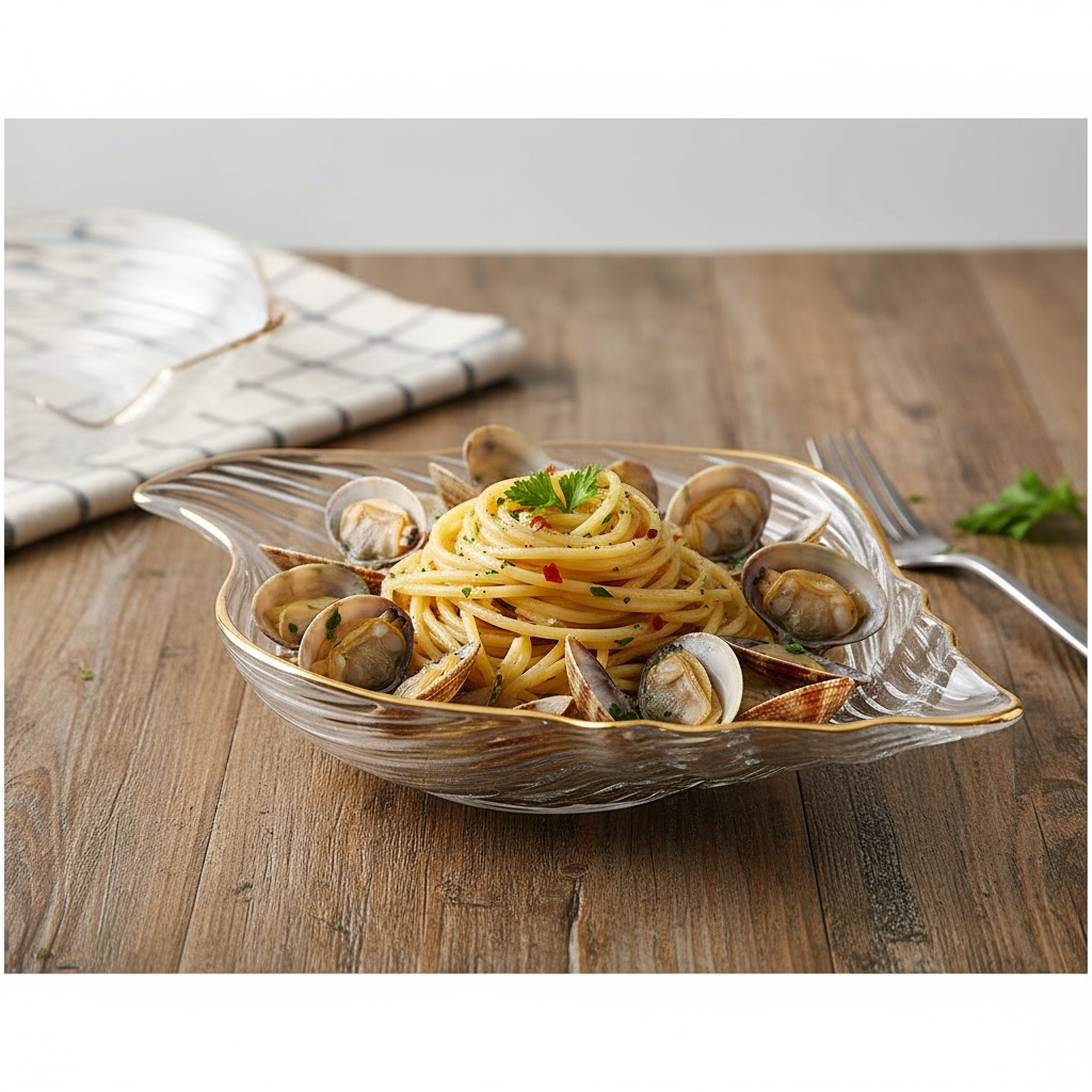 Creative Ocean Dim Sum Plate with Gilt Edging by Wave & Hang