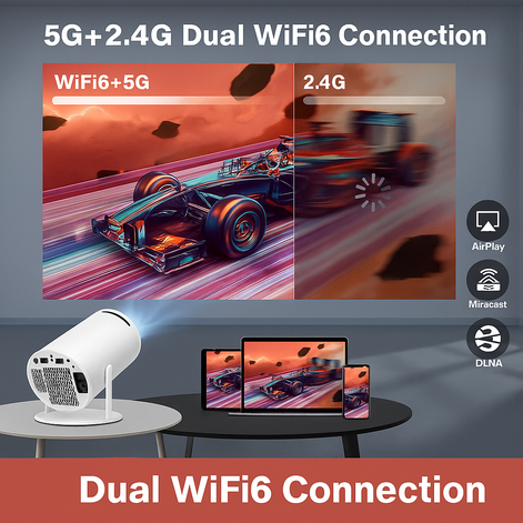 CosyCove™ 4K Mini Projector – Portable Smart Projector with WiFi 6, BT 5.0, Android 11 & 180° Rotatable Design