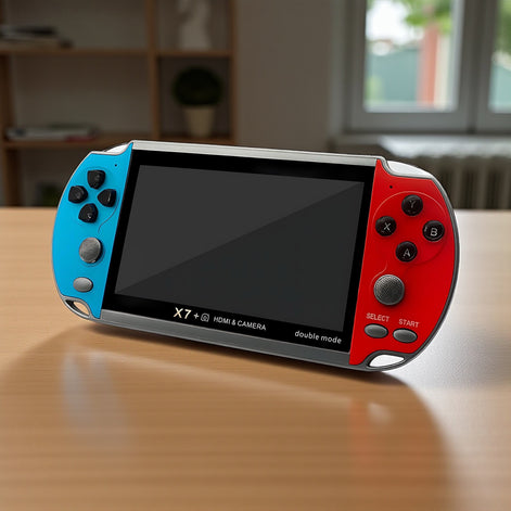 DREAMHAX X7 Plus Handheld Retro Game Console With 10,000 Games Dual Player HDMI 4.3 Inch Red Blue by Wave & Hang