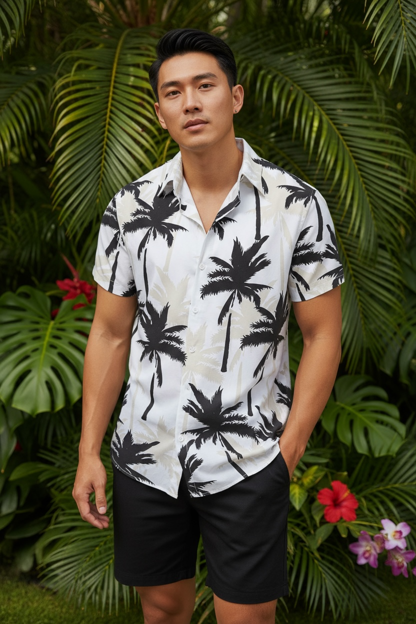 Men's 3D Print Beach Set | Tropical Style & Comfort by Wave & Hang