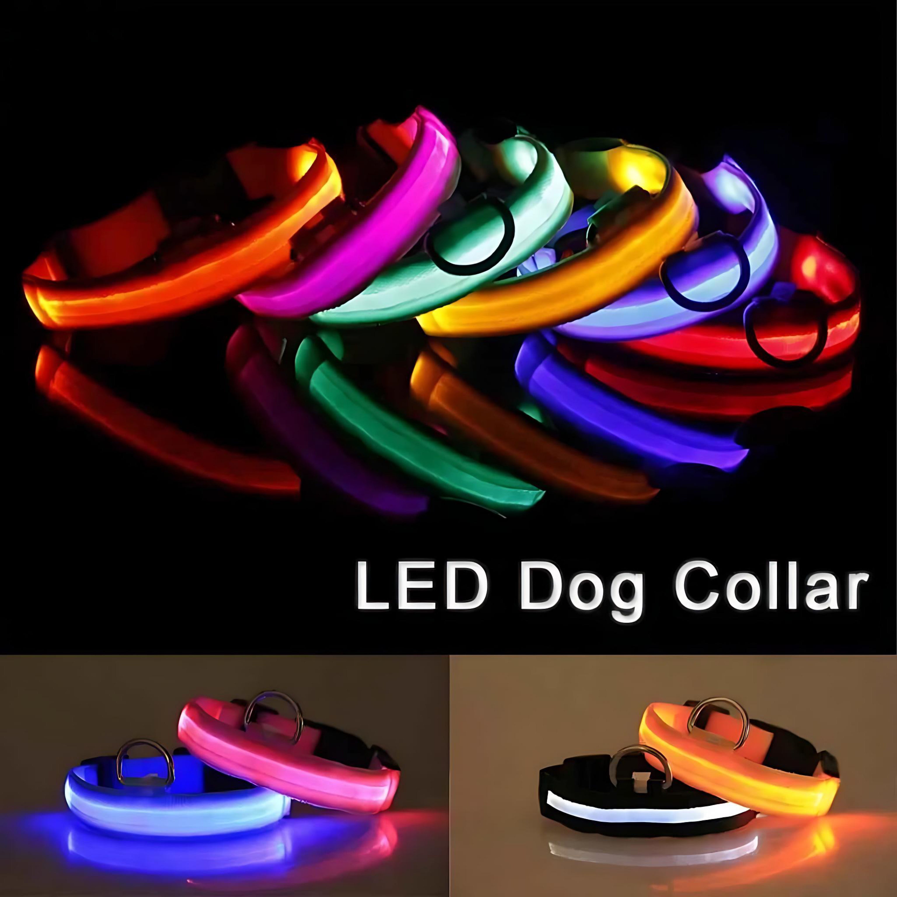 LED Adjustable Dog Collar – Waterproof Blinking Glow Safety Light for Pets by Wave & Hang
