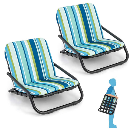 GYMAX Beach Chair 2 Pack - Heavy Duty with Removable Cushions