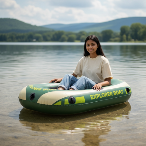 Small PVC Inflatable Boat 1 Person Portable Dinghy With Optional Pump by Wave & Hang