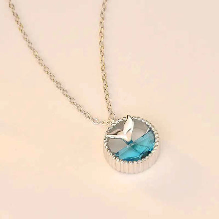 S925 Silver Mermaid Tears Necklace – Ocean Crystal Pendant