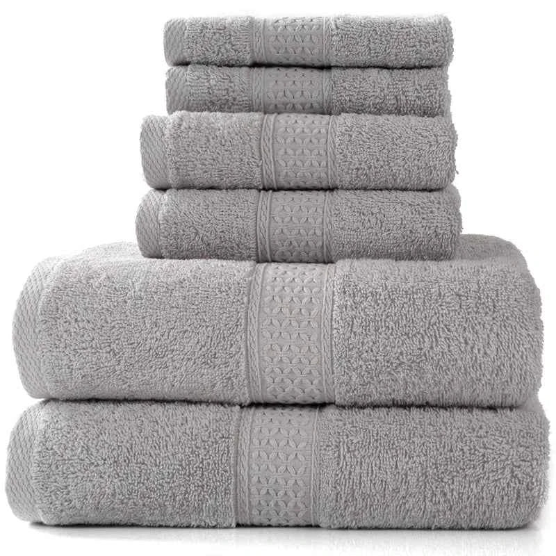 Cotton Absorbent Towel Set – 6-Piece Bath Towels, Hand Towels & Washcloths