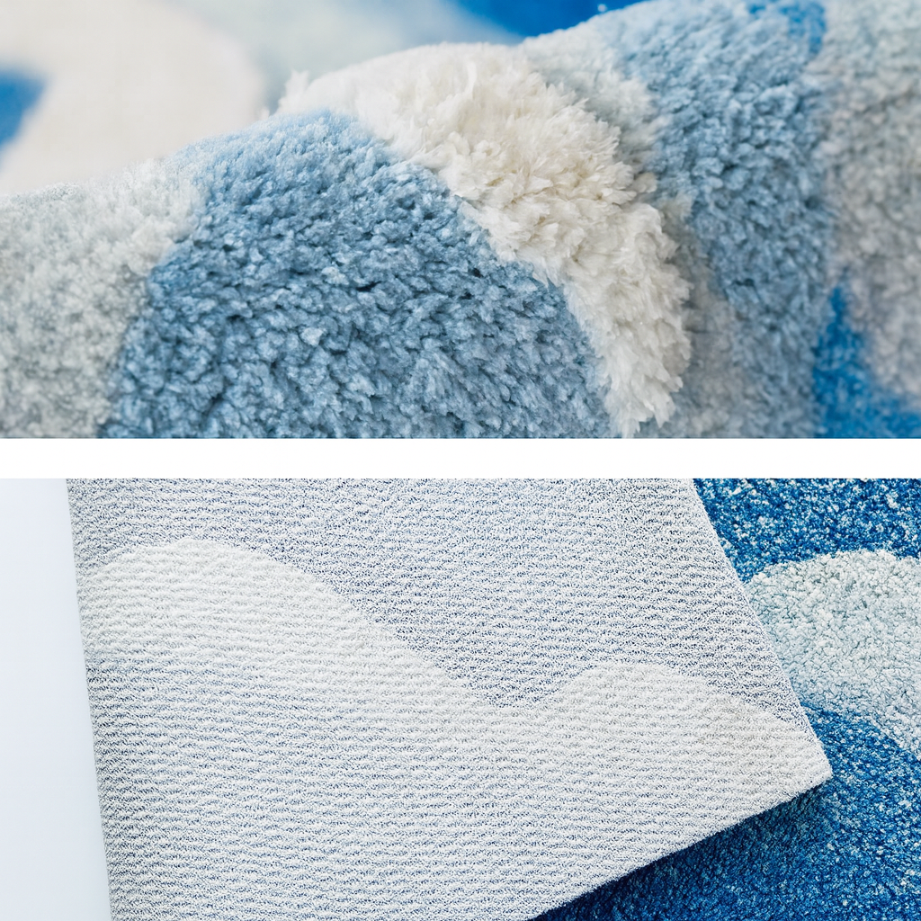 Blue Ocean Wave Bedside Blanket – Soft Coastal Style Rug/Throw by Wave & Hang