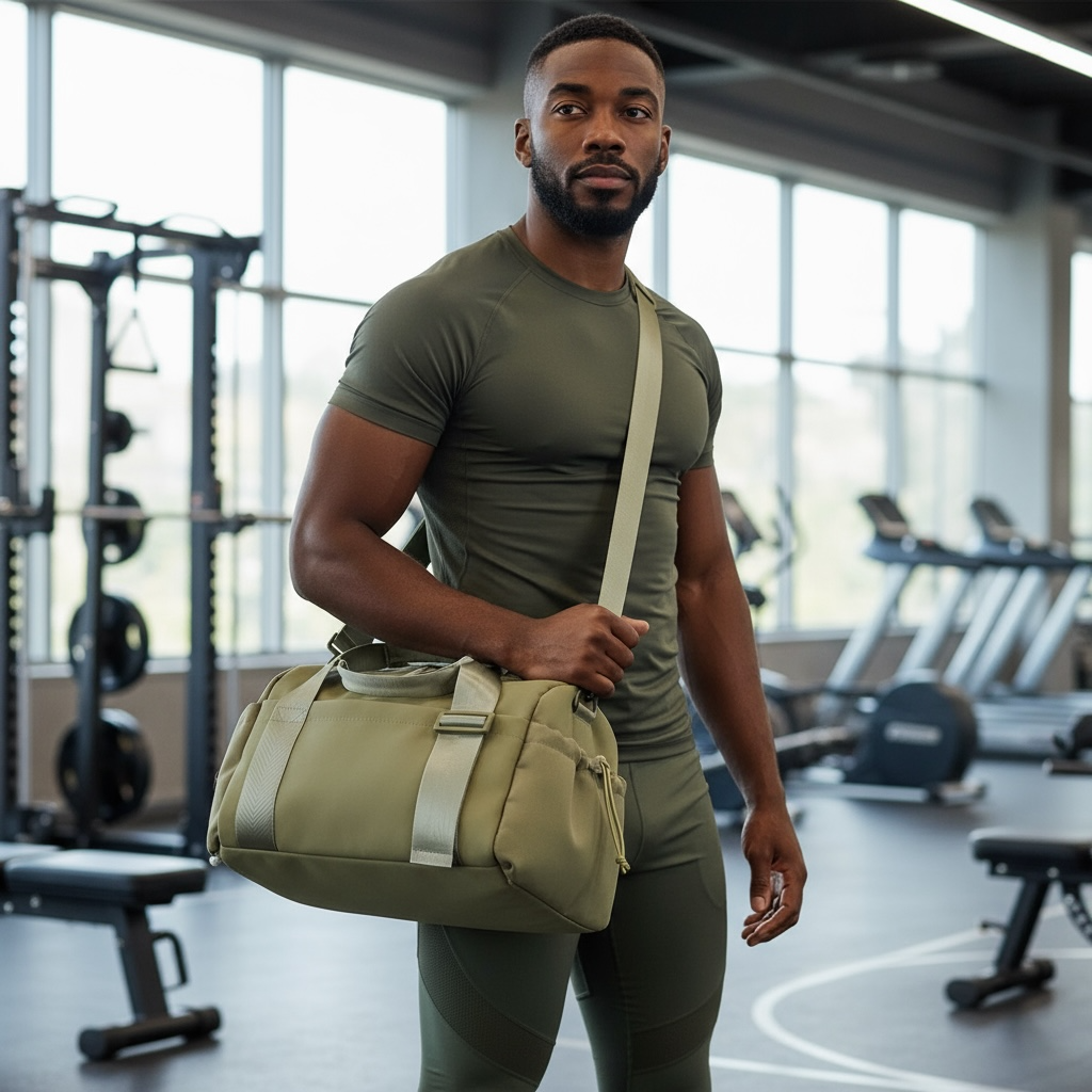 Sports Duffel Bag Lightweight Nylon Water Resistant Shoulder Strap by Wave & Hang