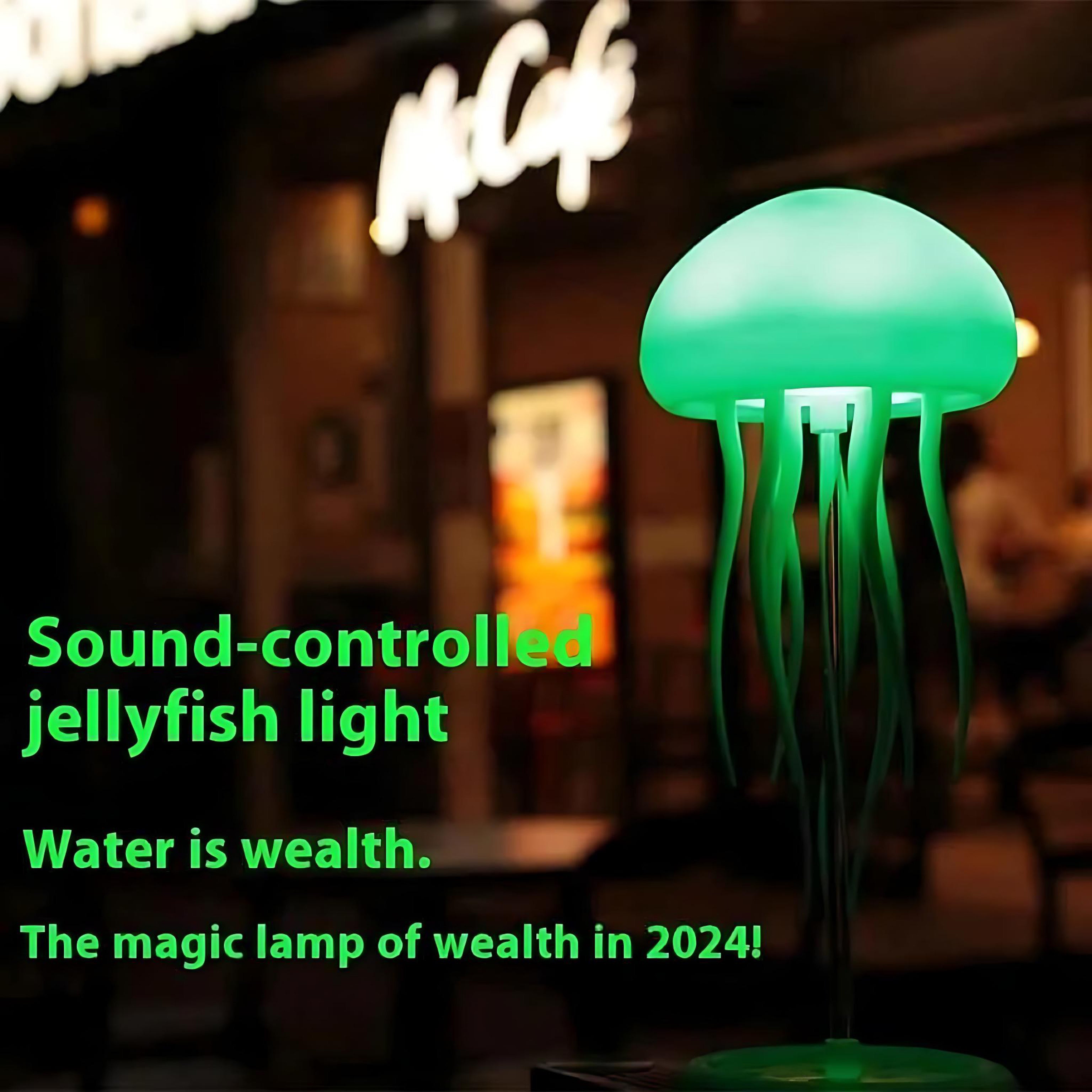 Jellyfish LED Lamp – Soothing Sound-Controlled Night Light for Relaxation by Wave & Hang
