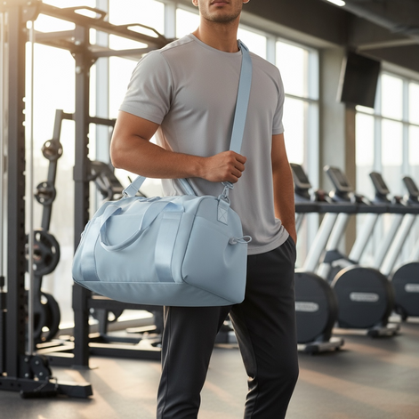 Sports Duffel Bag Lightweight Nylon Water Resistant Shoulder Strap by Wave & Hang