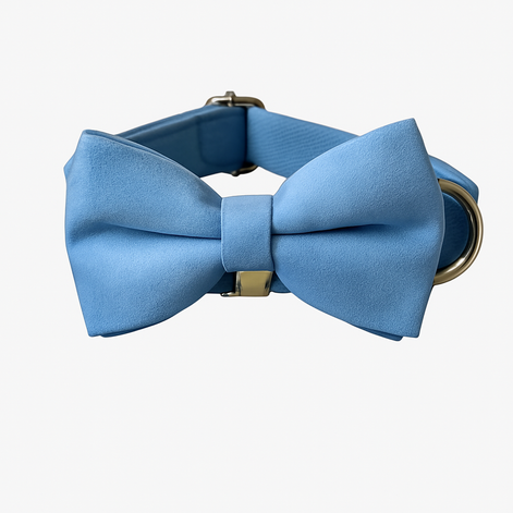 Luxury Blue Velvet Dog Collar & Leash Set – Stylish Comfort for All Breeds by Wave & Hang