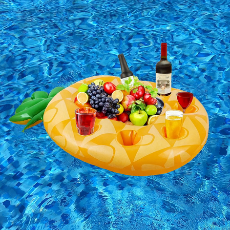 Inflatable Pineapple Pool Drink Holder Floating Snack Tray by Wave & Hang