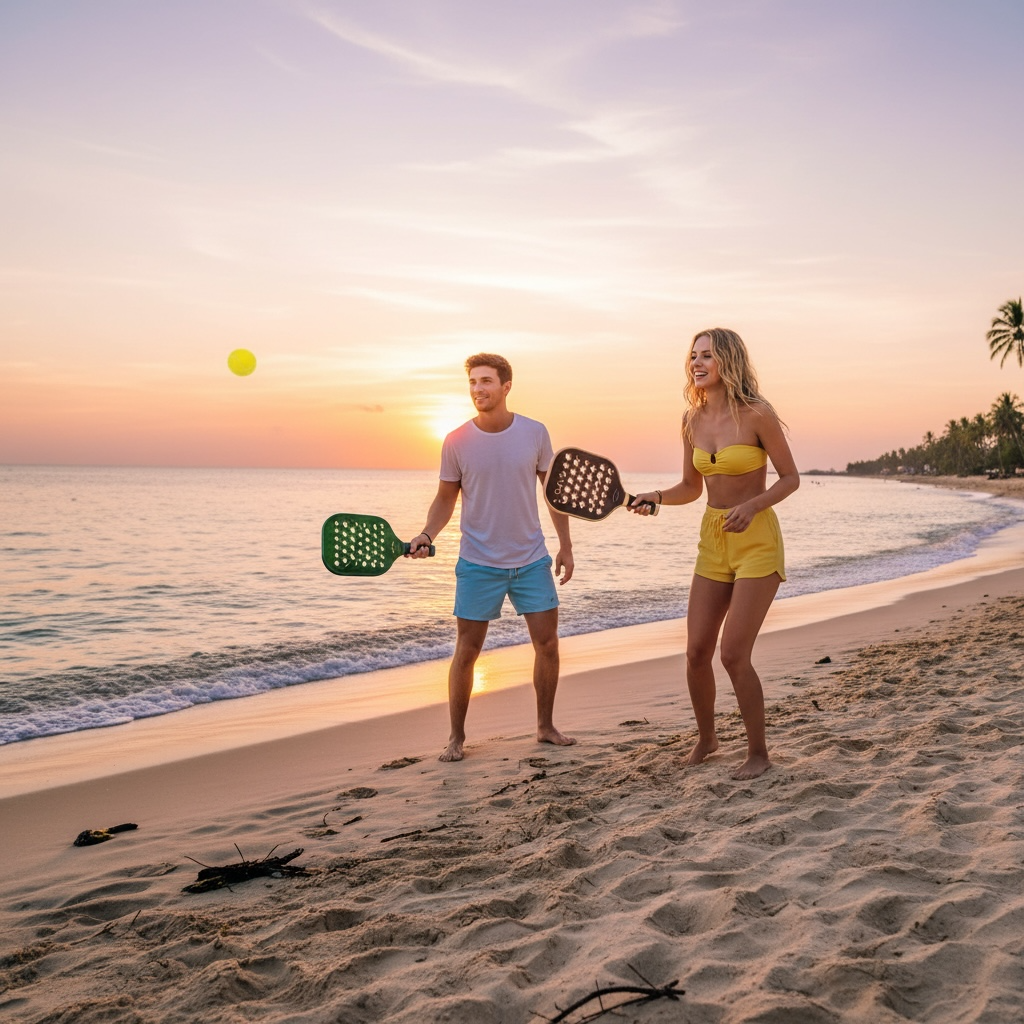 Beach Paddle Ball Set by [Brand Name] - Lightweight & Durable Duo