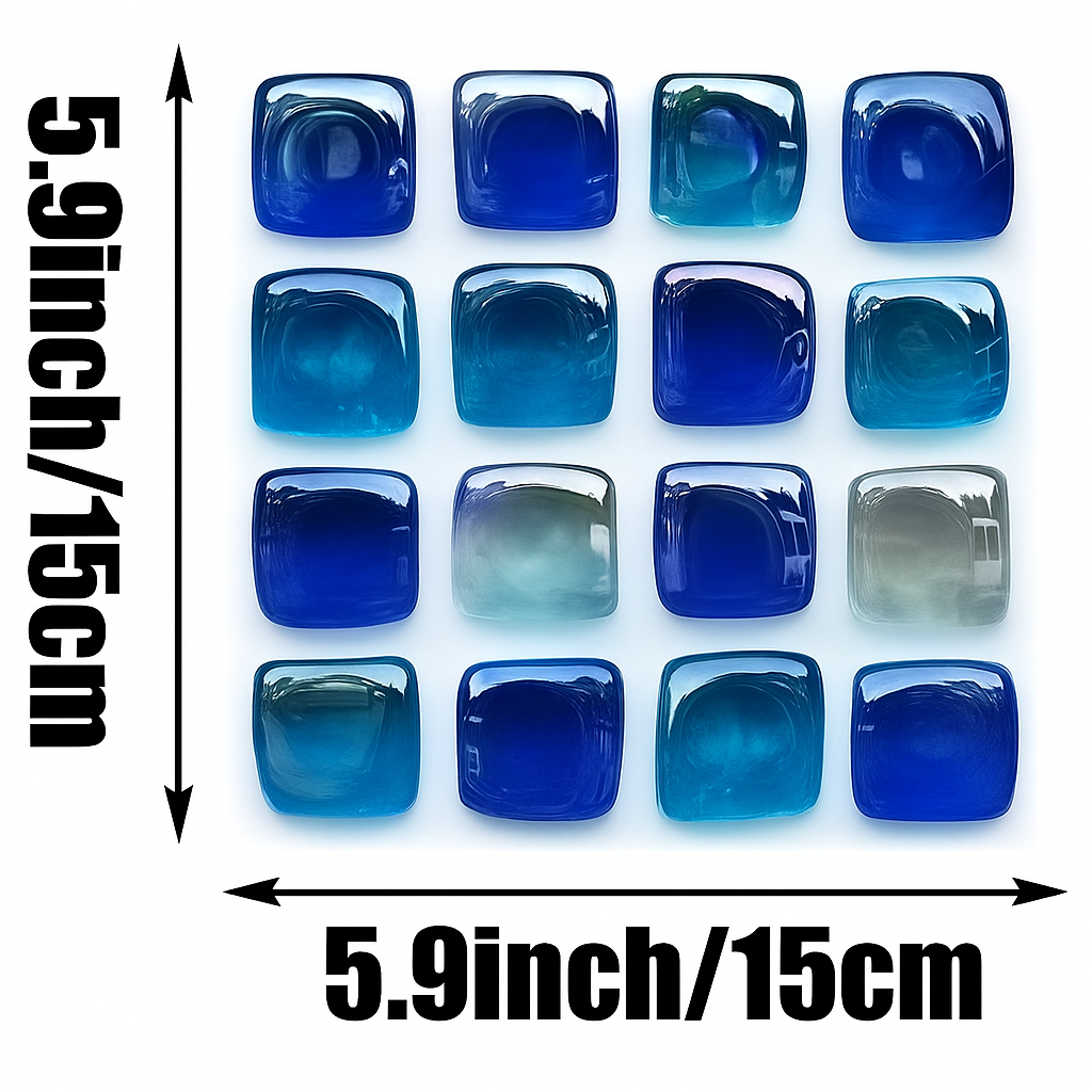 10 Ocean Blue Mosaic Tile Stickers – Effortless Home Makeover by Wave & Hang