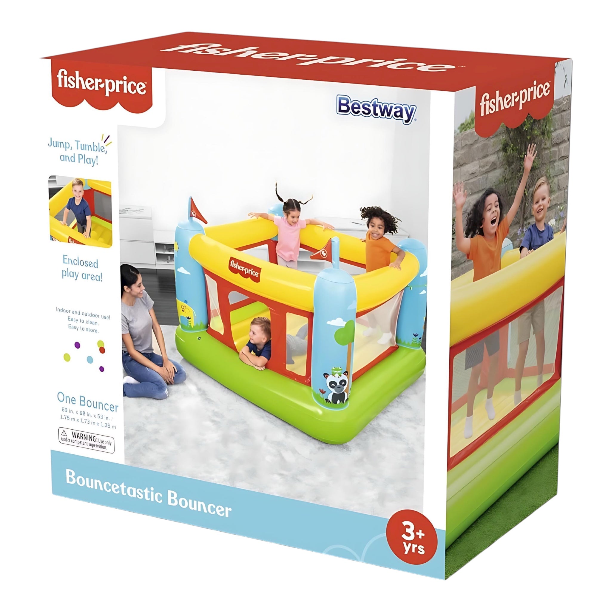 Fisher-Price Bouncetastic Inflatable Bouncer Indoor and Outdoor Jump House for Toddlers by Wave & Hang