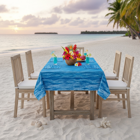 Hegbolke 2 Pack Ocean Wave Tablecloths 51 By 106 Inches Disposable Plastic Covers For Beach Pool Mermaid Parties by Wave & Hang