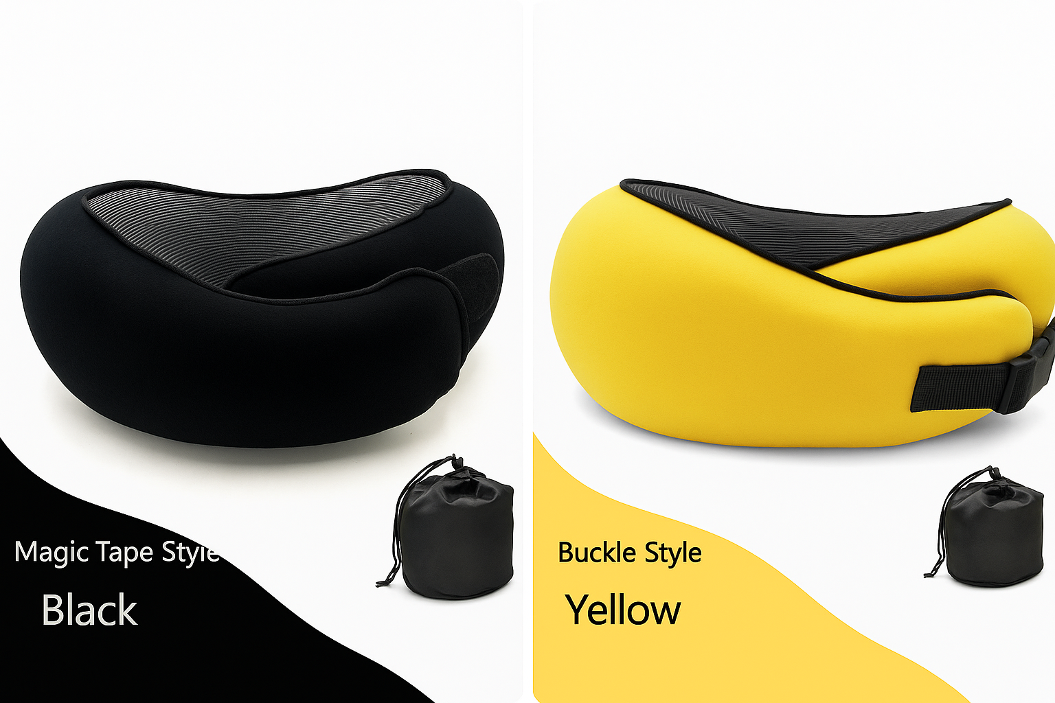 Premium Memory Foam Travel Neck Pillow Ergonomic U Shaped Support For Flights Cars And Office by Wave & Hang