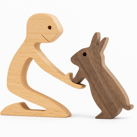 Wood Dog Sculpture Handmade Solid Wood by Wave & Hang