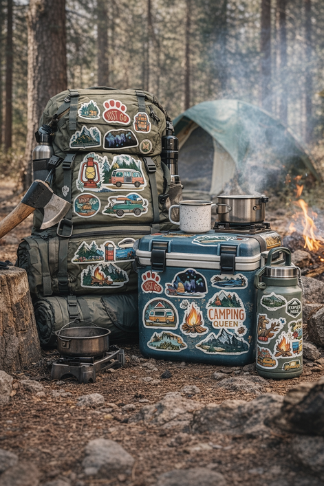 Booppy 50pcs Waterproof Camping Stickers - Aesthetic Adventure Set