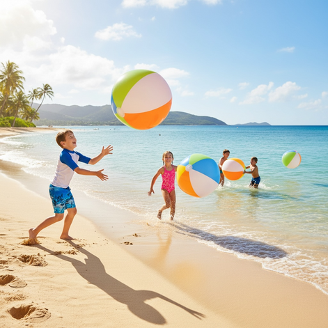 Top Race Inflatable Beach Balls - 24" Rainbow Color (Set of 6)