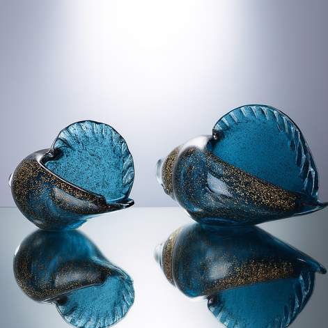 Hand-Blown Glass Conch 🐚 Luxury Ocean Blue Decorative Accent – Coastal Home Elegance by Wave & Hang