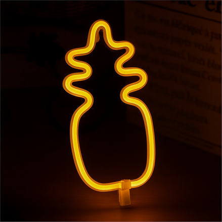 Neon Night Light – LED Modeling Lamp with Pineapple, Heart, and Love Designs | USB or Battery-Powered Neon Sign Light for Bedroom, Living Room, and Party Décor