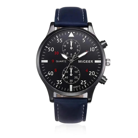 Men’s Retro Leather Band Quartz Watch – Classic Analog Timepiece by Wave & Hang