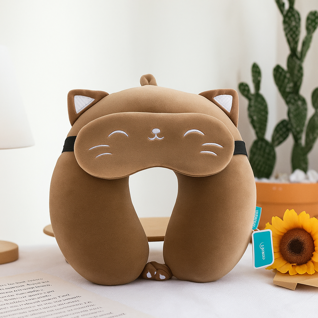 U-Shaped Memory Foam Neck Pillow With Animal Designs by Wave & Hang