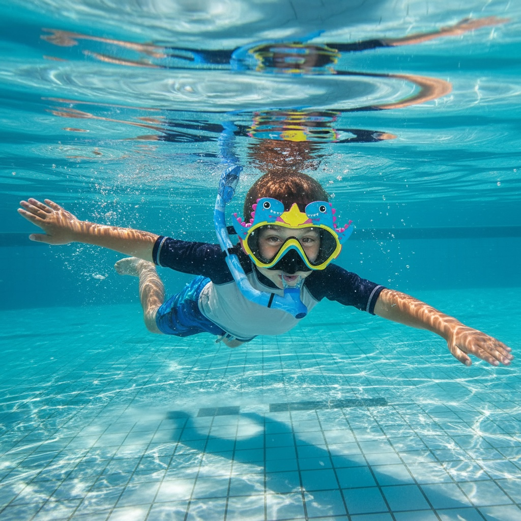 Upgraded Kids Snorkel Set Dry Top Mask Anti Fog Ages 5 To 13 by Wave & Hang