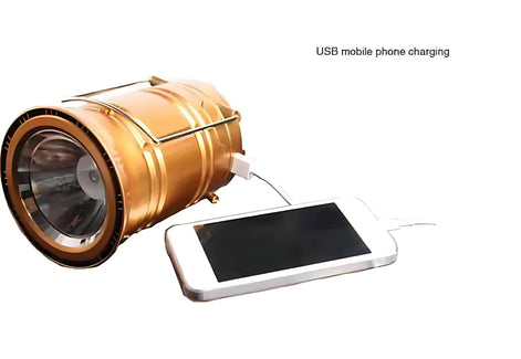 Solar Multi-Functional Camping Lantern with Charger – Retractable LED Light for Outdoor & Emergency Use by Wave & Hang