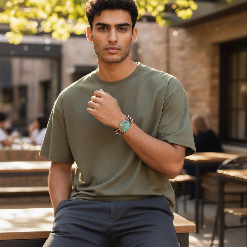 Bohemian Handmade Ocean Stone Bead Bracelet | Natural Stone Wrap Bracelet by Wave & Hang