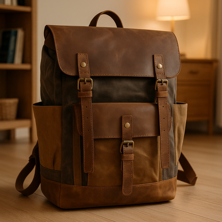 Vintage Canvas Backpack Waterproof Shockproof Travel Bag by Wave & Hang