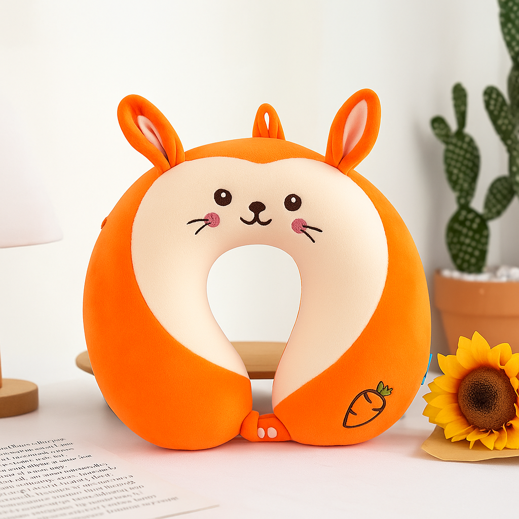 U-Shaped Memory Foam Neck Pillow With Animal Designs by Wave & Hang