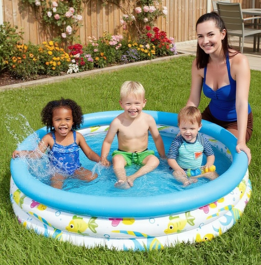 Inflatable Round Infant Pool Model 51009 Durable Outdoor Safe by Wave & Hang