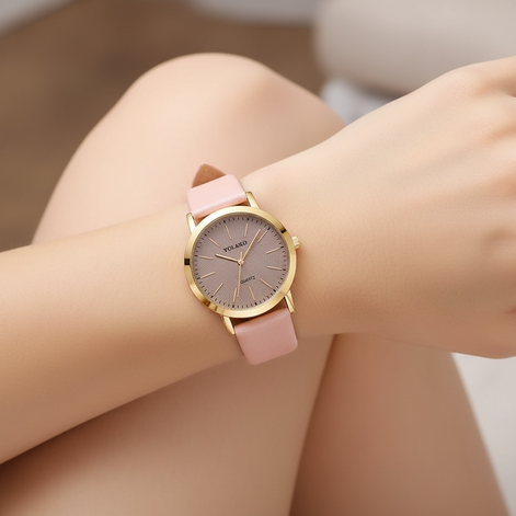Women’s Glitter Leather Band Quartz Watch – Slim & Elegant Design by Wave & Hang