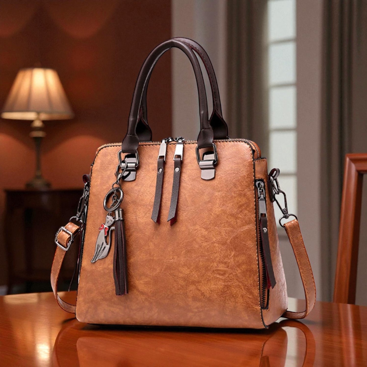 Charming Cat Tote Bag – Stylish PU Leather Purse for Women by Wave & Hang