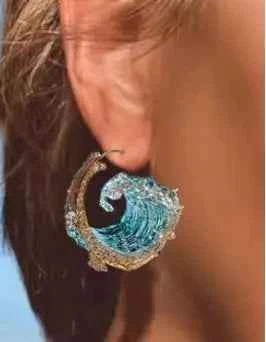 Ocean Wave Necklace – Adjustable Copper Pendant with Electroplated Finish