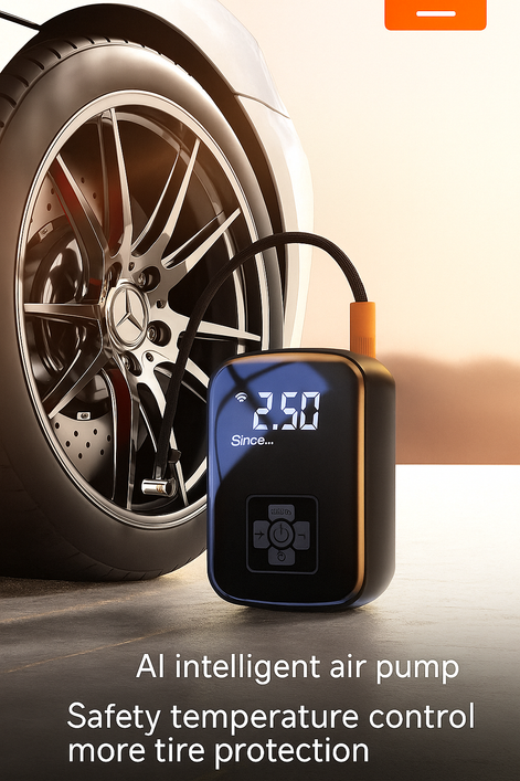 Portable Wireless Car Air Pump With Digital Display, 100W USB Rechargeable Inflator For Cars, Bikes, Motorcycles by Wave & Hang