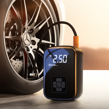 Portable Wireless Car Air Pump With Digital Display, 100W USB Rechargeable Inflator For Cars, Bikes, Motorcycles by Wave & Hang