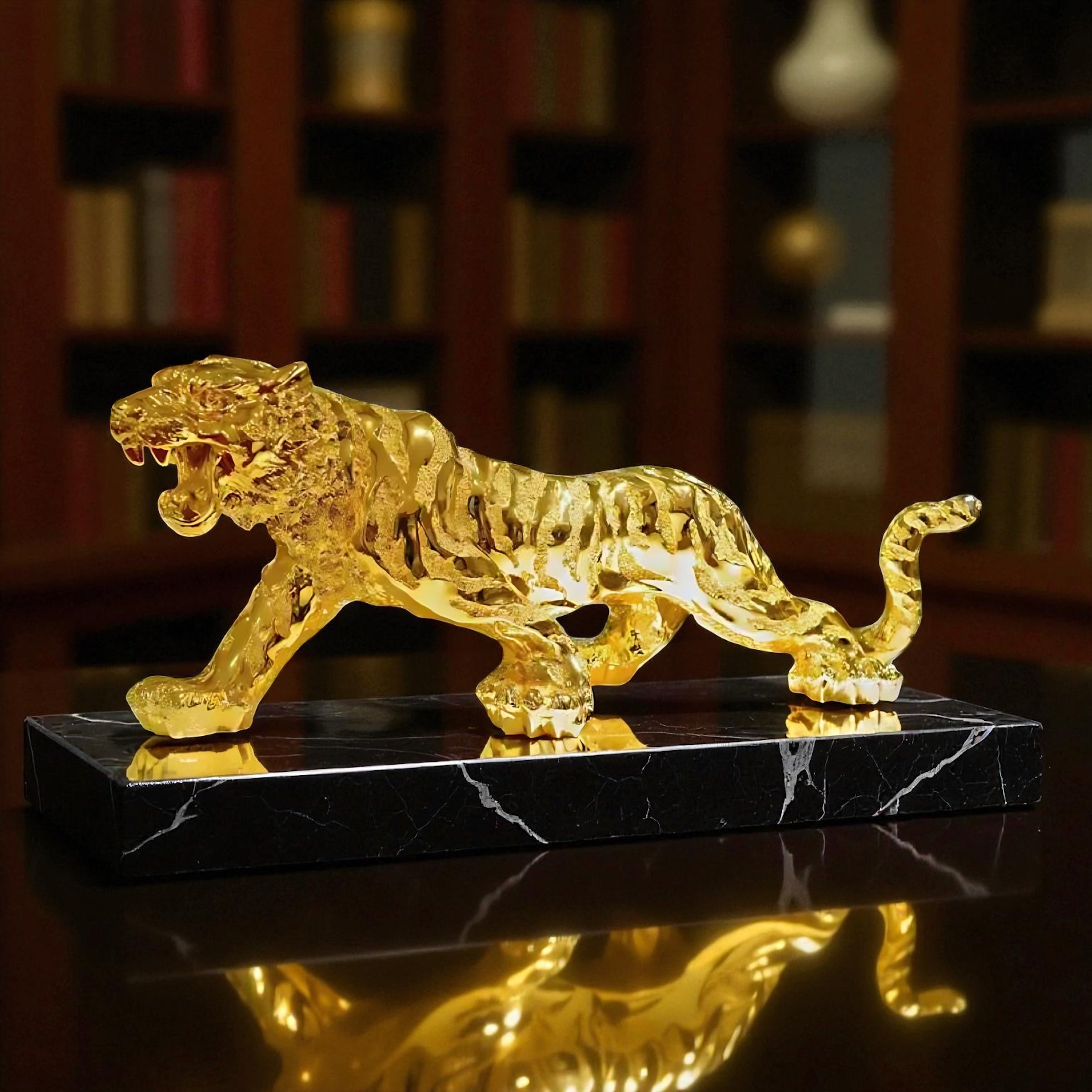 Luxury Resin Tiger Figurine | Strength & Wealth Symbol by Wave & Hang
