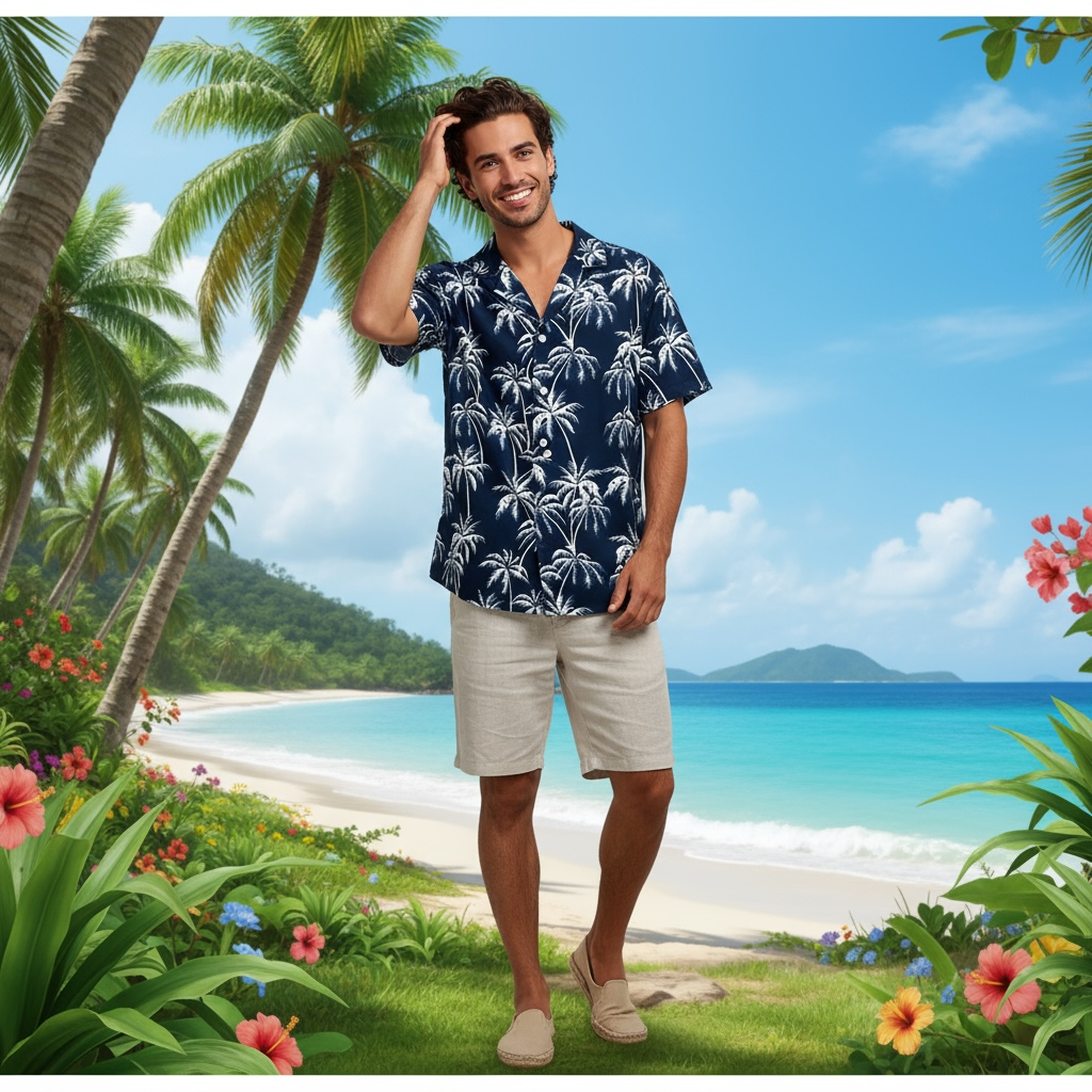 Men’s Floral Beach Shirt | Tropical Style for Summer Fun by Wave & Hang