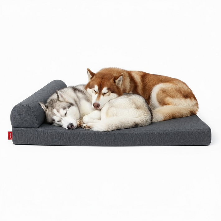 Linen Memory Foam Waterproof Dog Kennel – Washable Pet Bed by Wave & Hang