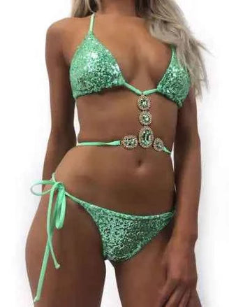Dazzling Sequin Bikini Set – Luxury Sparkle Swimwear for Bold Summer Style by Wave & Hang